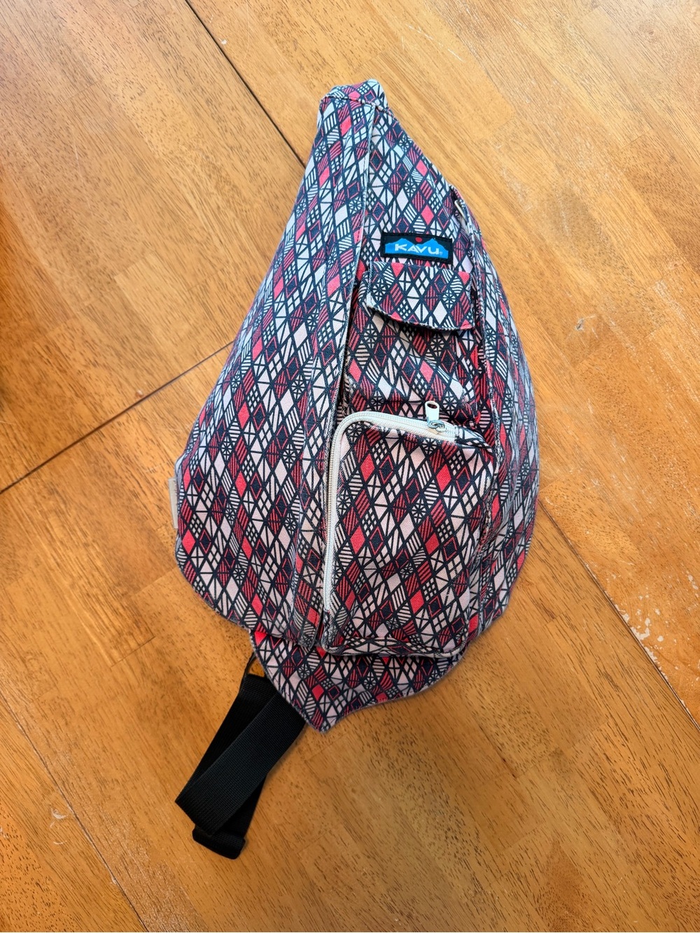 Kavu Pink Navy Geometric Sling Bag